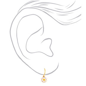 Gold-tone Daisy 10mm Huggie Hoop Earrings,