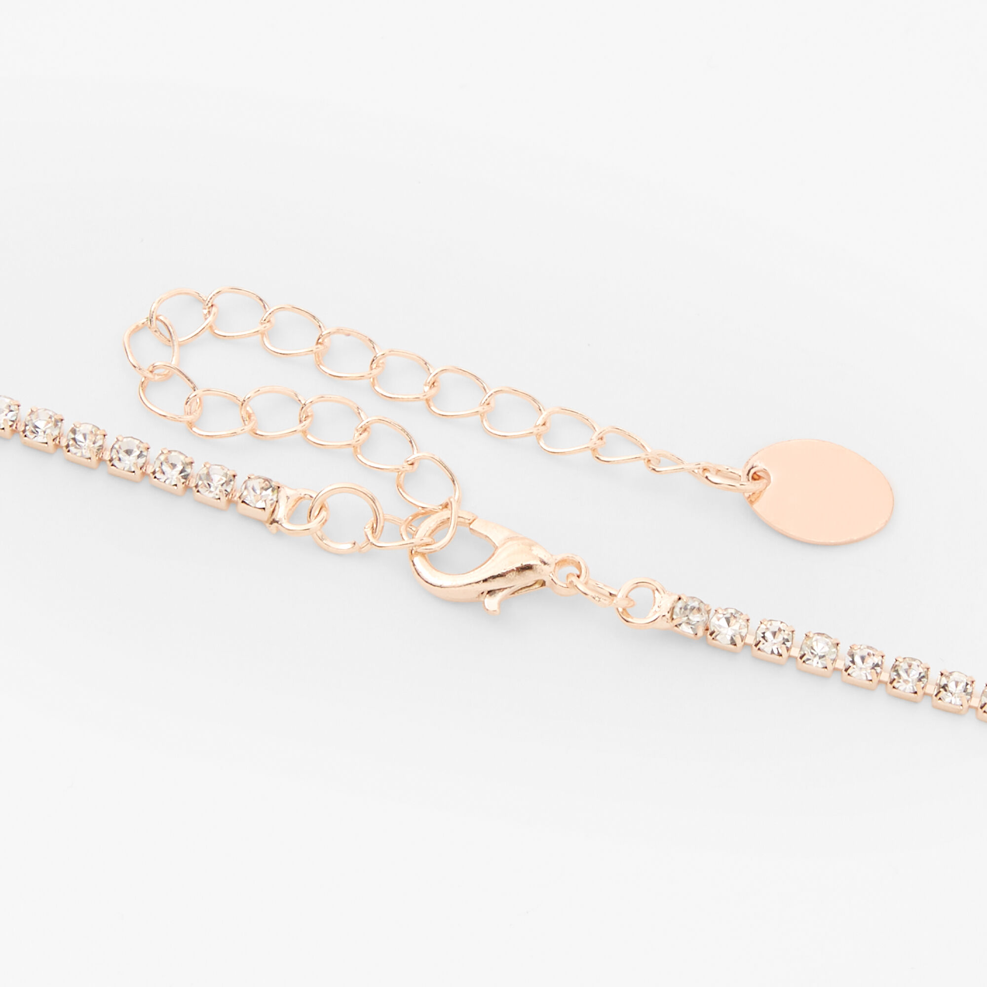 Rose Gold Crystal Waterfall Necklace & 1" Drop Earrings Set - 2 Pack,