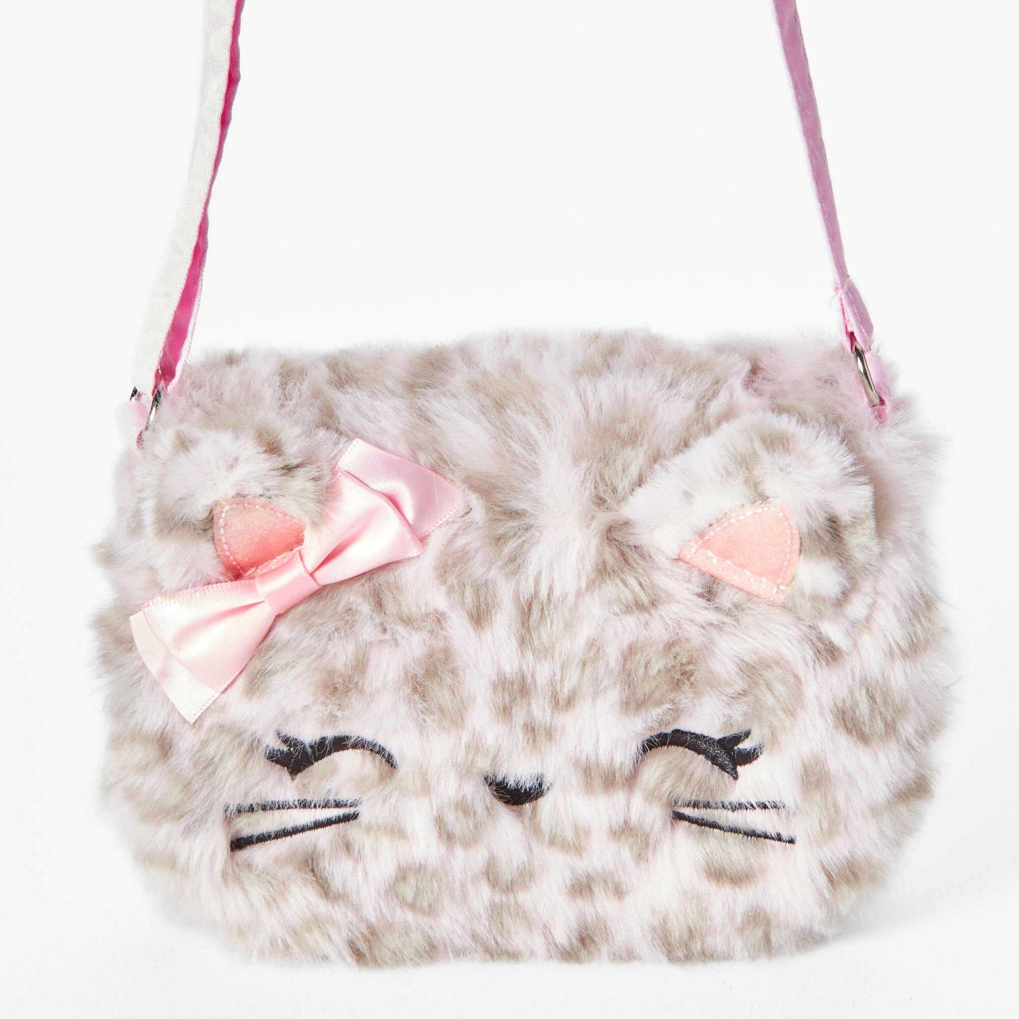 Sac à bandoulière chat rose en fausse fourrure Claire's Club,