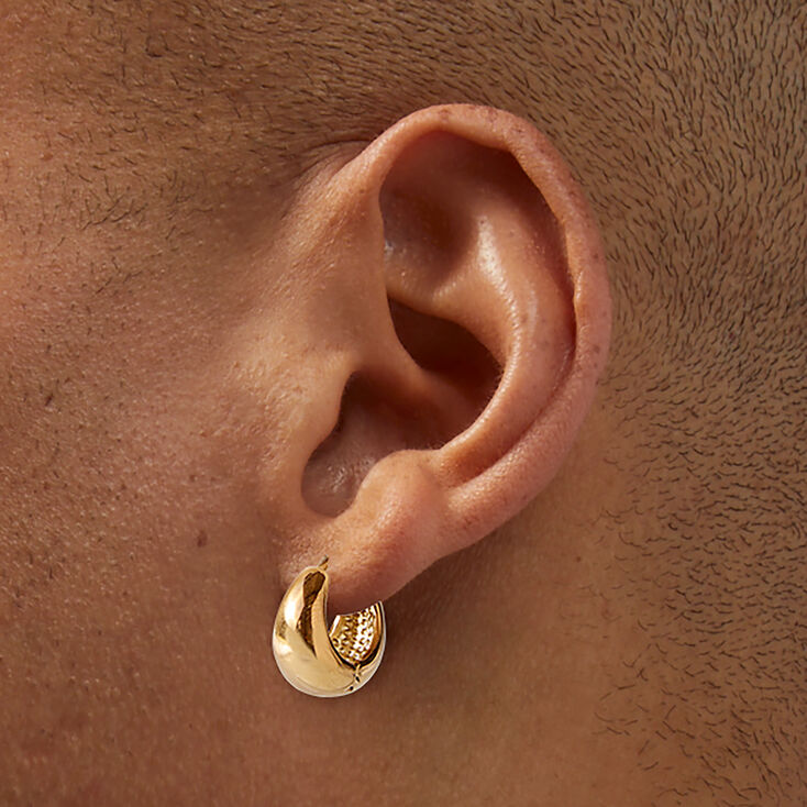 Gold-tone Stainless Steel Chunky Clicker Hoop Earrings,