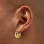 Gold-tone Stainless Steel Chunky Clicker Hoop Earrings,