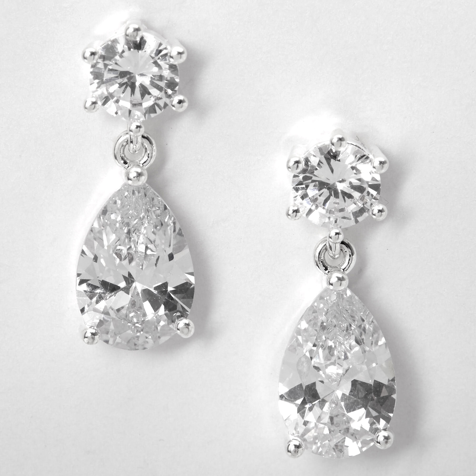 View Claires 1 Cubic Zirconia Teardrop Drop Earrings Silver information