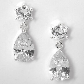 Pendantes en gouttes avec zircon cubique d&#39;imitation 2,5&nbsp;cm couleur argent&eacute;e,