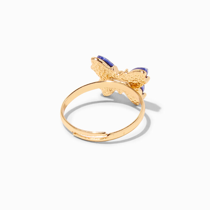 Butterfly Birthstone Gold Adjustable Ring - September,