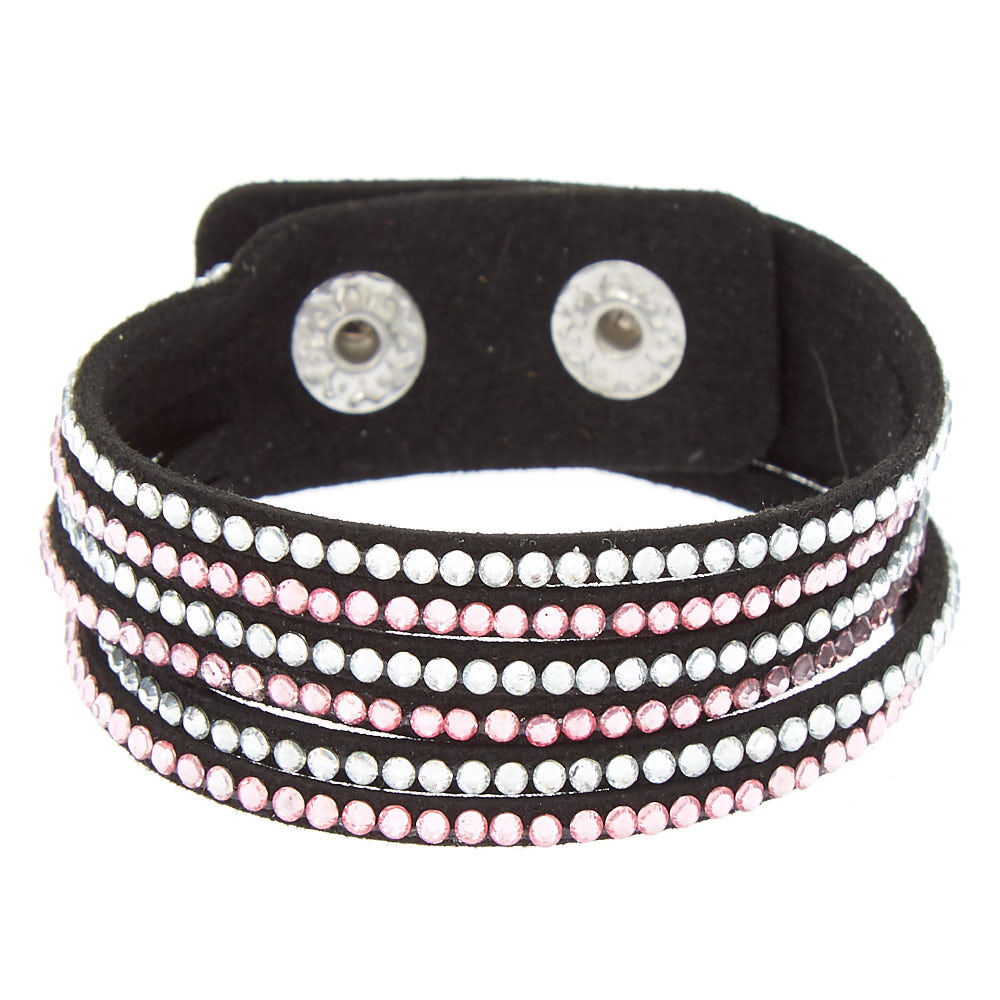 Studded Layered Wrap Bracelet - Pink,