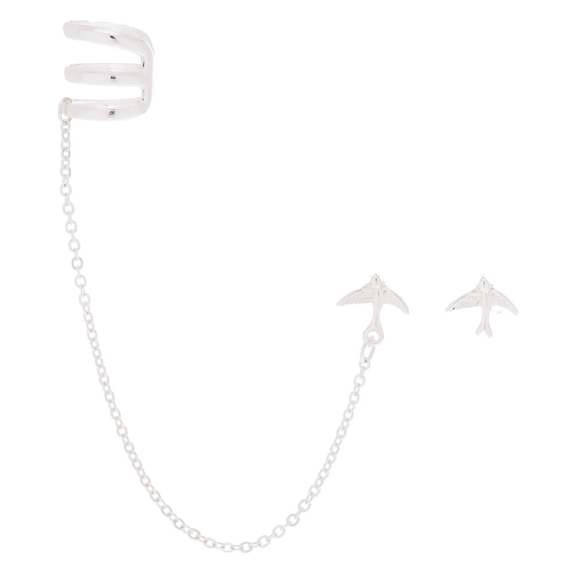 View Claires Bird Connector Earrings Silver information