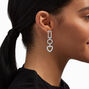 Silver Rhinestone 3&quot; Geometric Drop Earrings,