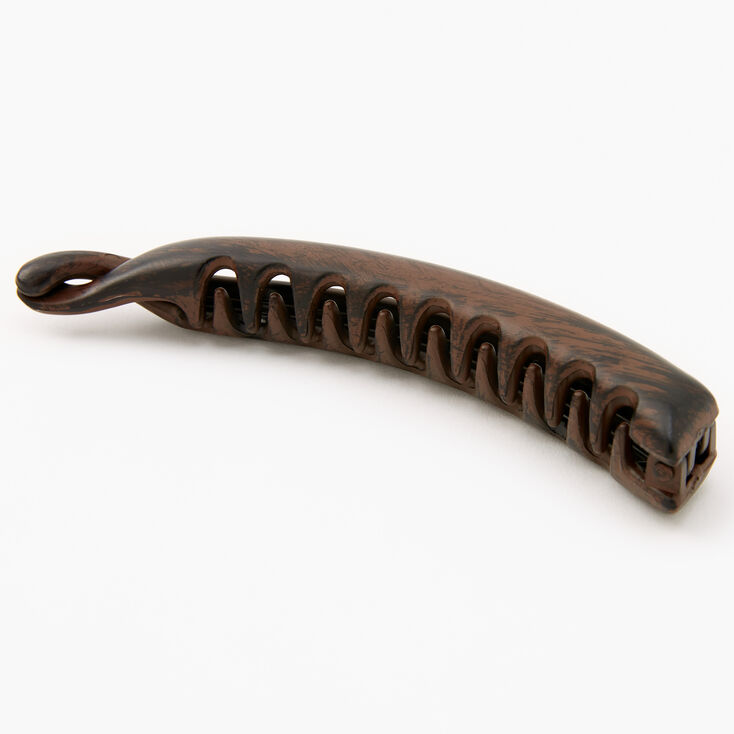 Faux Wood Banana Hair Claw - Brown,