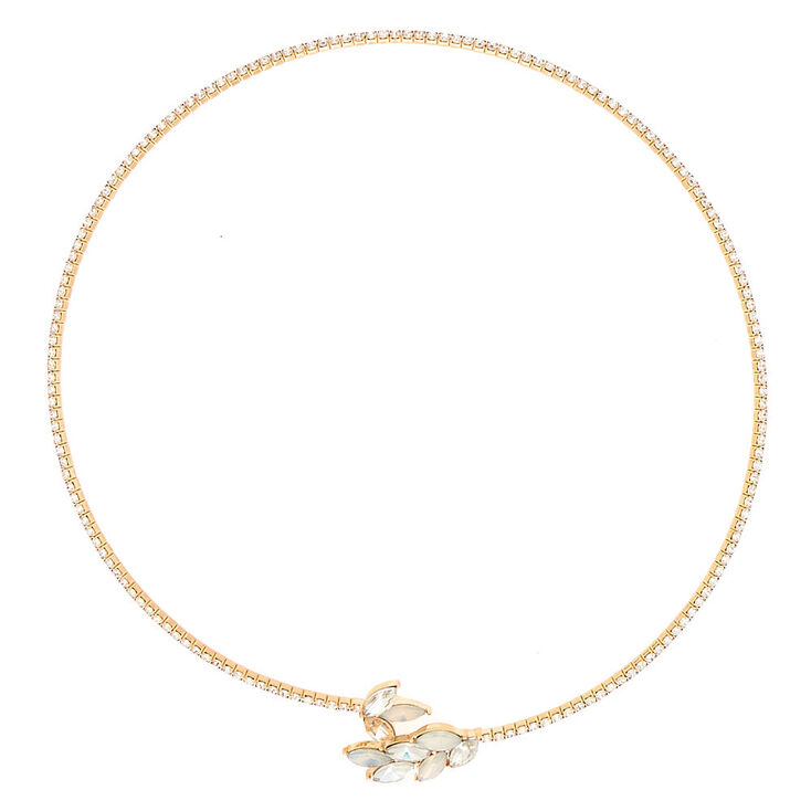 Gold Iridescent Leaf Choker Necklace,