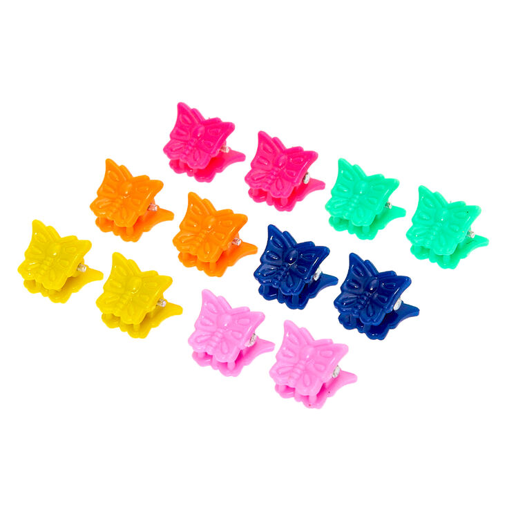 Rainbow Butterfly Mini Hair Claws - 12 Pack,