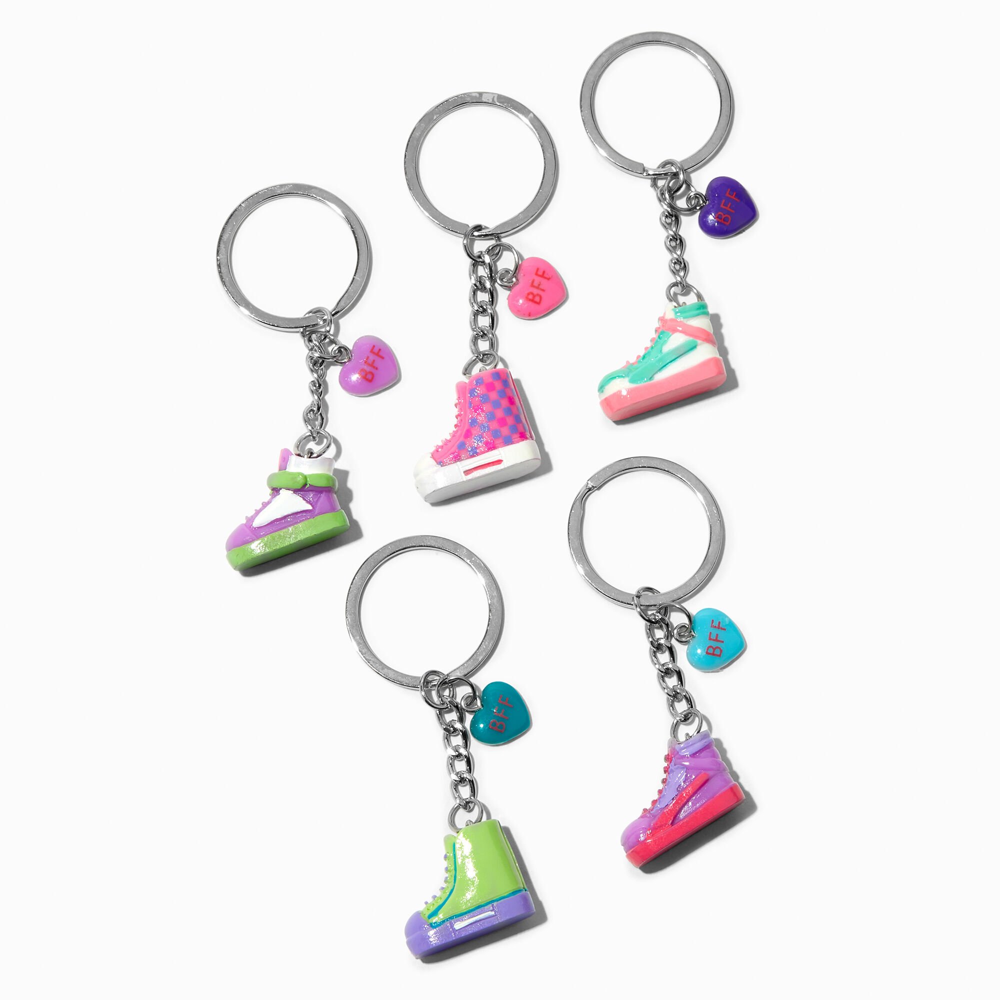 View Claires Sneaker Best Friends Keychains 5 Pack Silver information