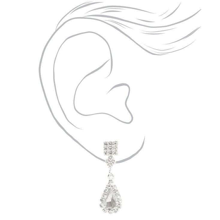 Silver-tone Cubic Zirconia Teardrop Jewellery Set - 3 Pack,