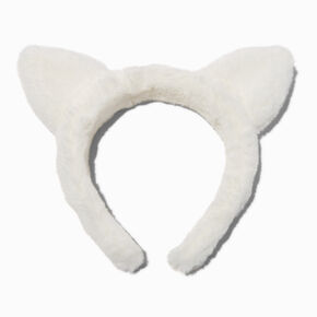 Furry White Cat Ears Headband,