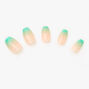 Mint Green Ombre Coffin Faux Nail Set - 24 Pack,