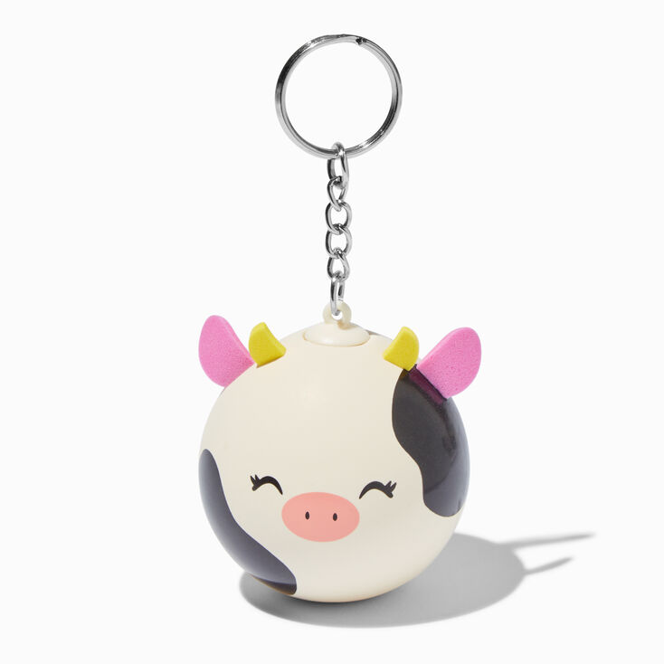 Black &amp; White Cow Stress Ball Keychain,