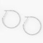 Silver 40MM Micro-Twist Textured Hoop Earrings,