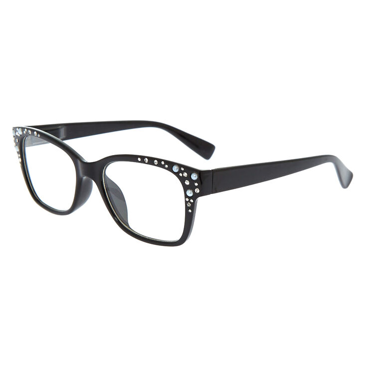 Claire's Lunettes noire à perles d'imitation et strass