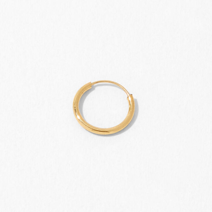 18kt Gold Plated One 10MM Huggie Hoop Earring,