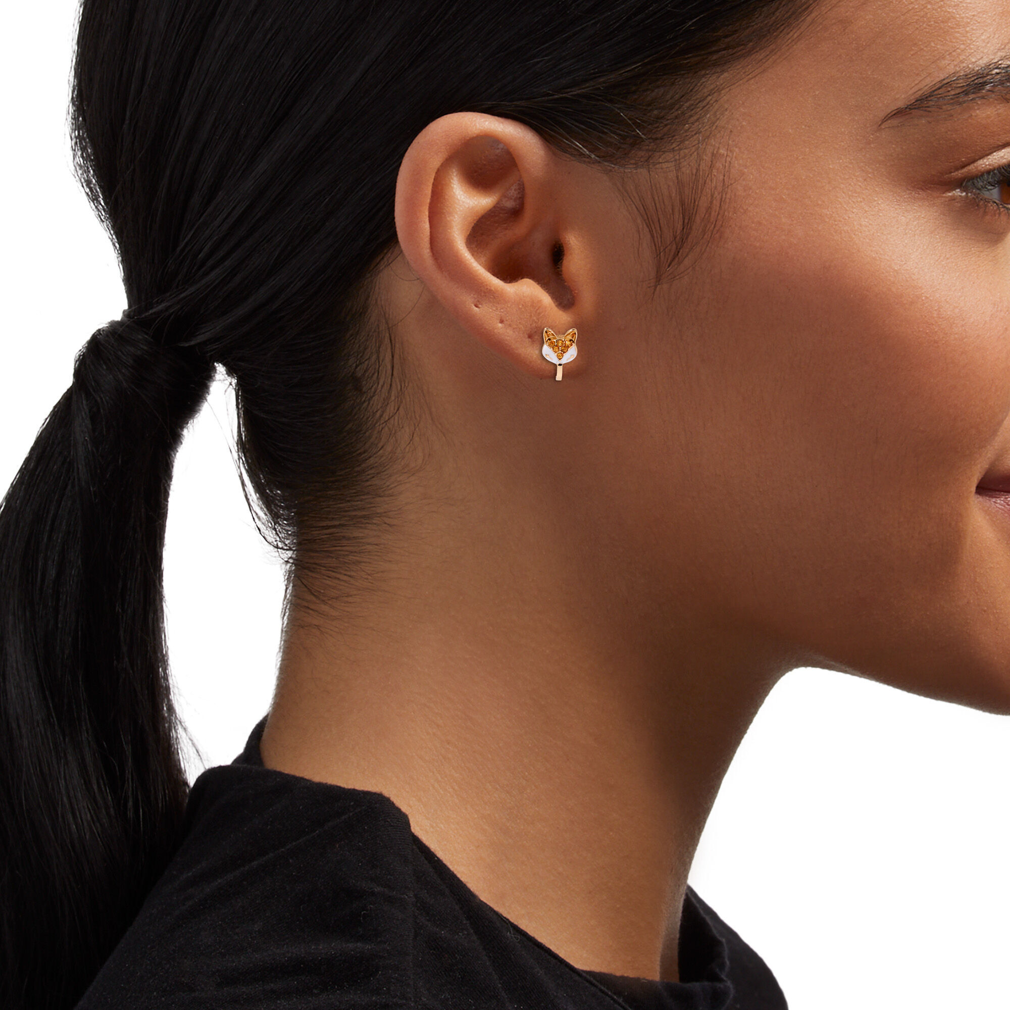 Gold Fox Clip On Earrings Claire s US
