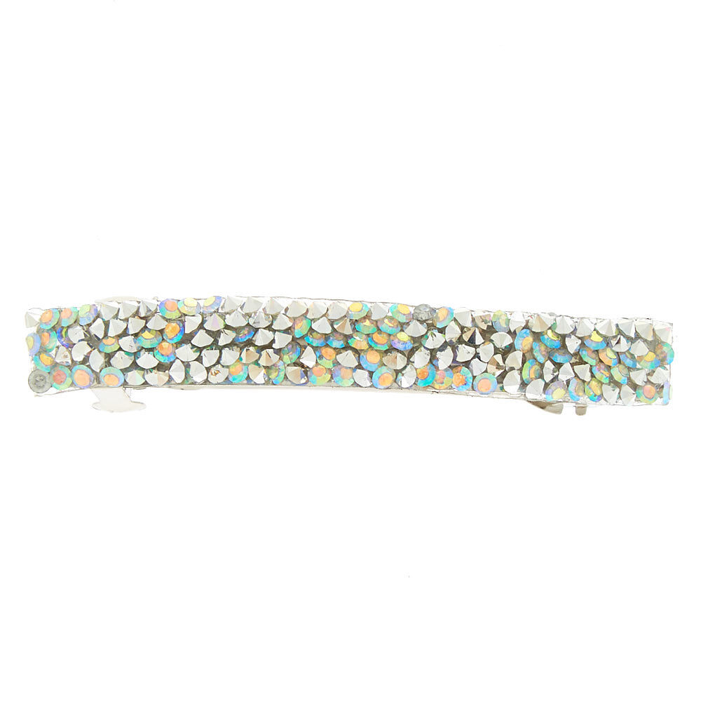 Barrette pour cheveux bling bling holographique couleur argenté,