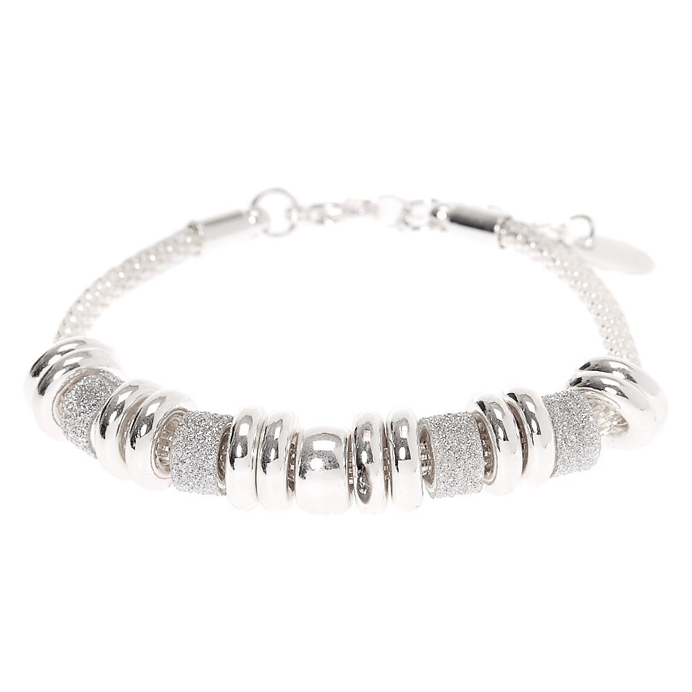 Silver Glitter Ring Chain Bracelet,