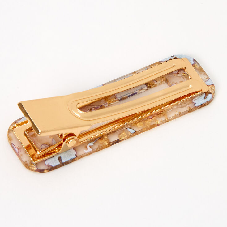 Gold Flake &amp; Purple Flowers Boho Hair Clips - 2 Pack,