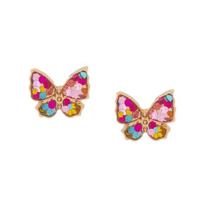 18Kt Gold Plated Stained Glass Butterfly Earrings,