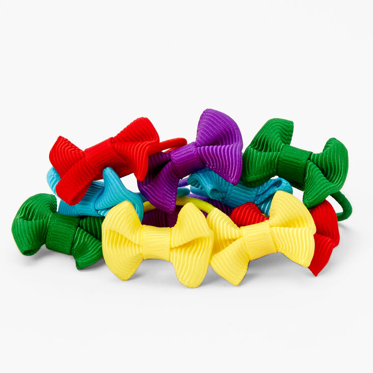 Claire&#39;s Club Bow Hair Ties - 10 Pack, Rainbow,