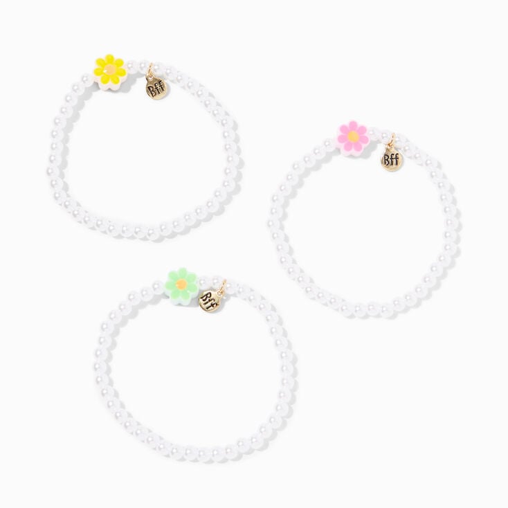 Best Friends Daisy Pearl Stretch Bracelets - 3 Pack,