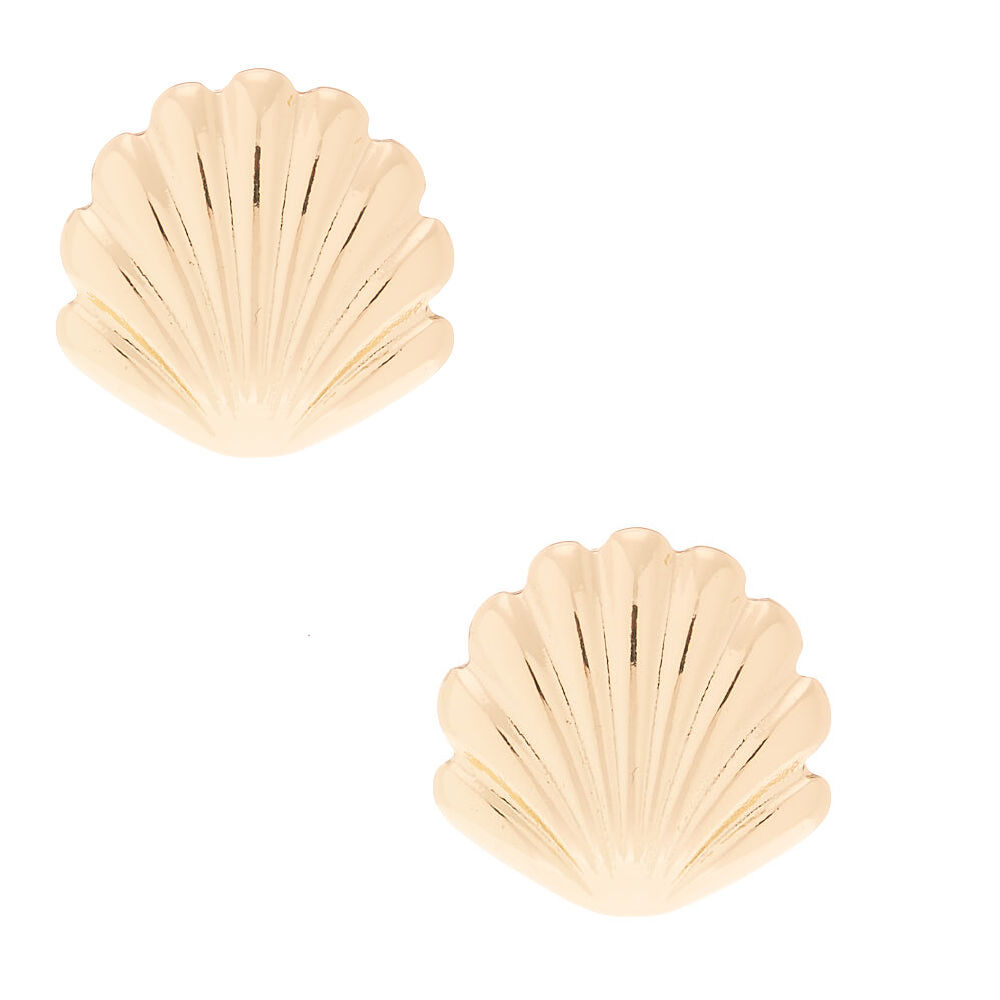 Gold Shell Stud Earrings,