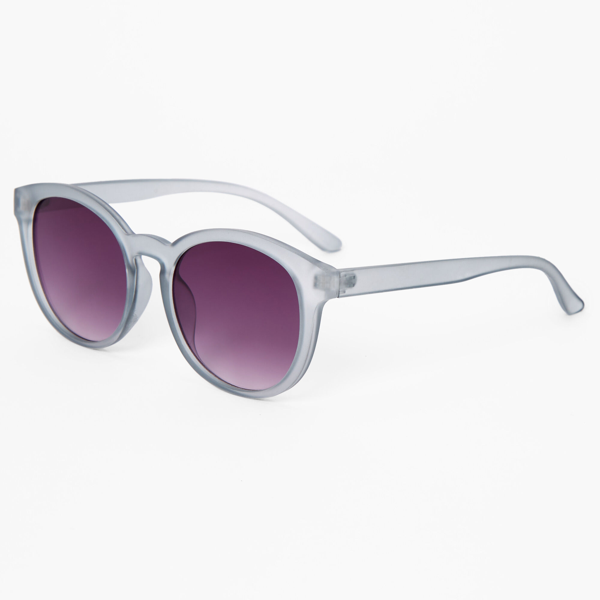 Gray Retro Round Translucent Sunglasses Claire s US