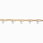 Gold-tone Paperclip Chain Cubic Zirconia Bracelet,