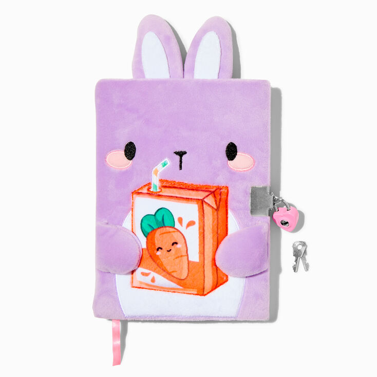 Journal intime &agrave; cadenas en peluche jus de carotte lapin violet,