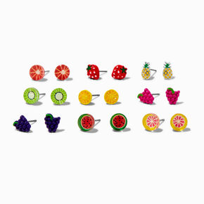 Fruit Acrylic Stud Earrings - 9 Pack ,