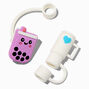 Purple Boba Tea &amp; White Cup Straw Covers - 2 Pack,