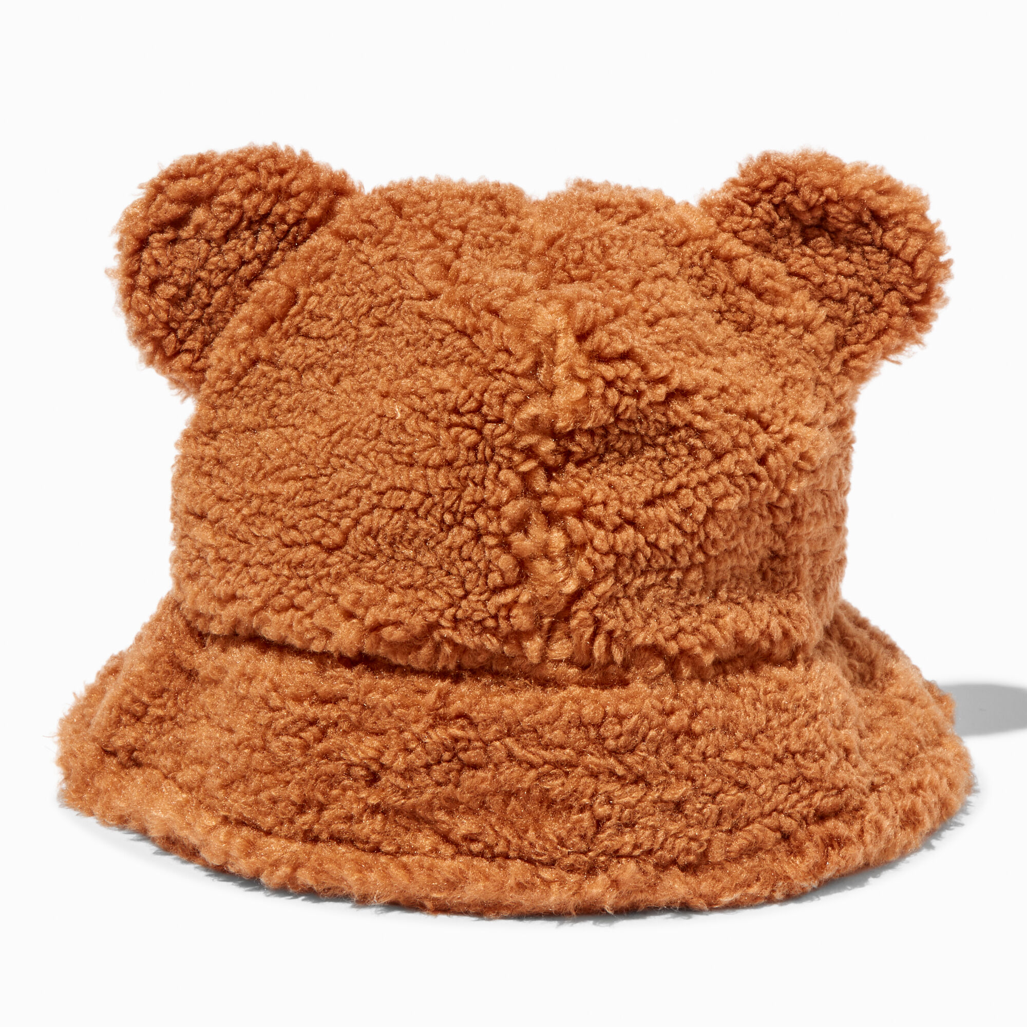 View Claires Bear Sherpa Bucket Hat Brown information