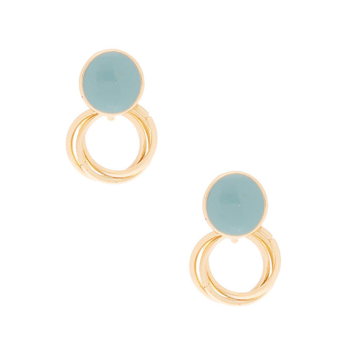Claire's Pendantes triple anneau et strass couleur doré et bleu sarcelle