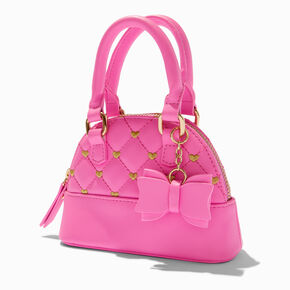 Sac &agrave; bandouli&egrave;re p&eacute;riode des f&ecirc;tes matelass&eacute; rose avec c&oelig;urs couleur dor&eacute;e,