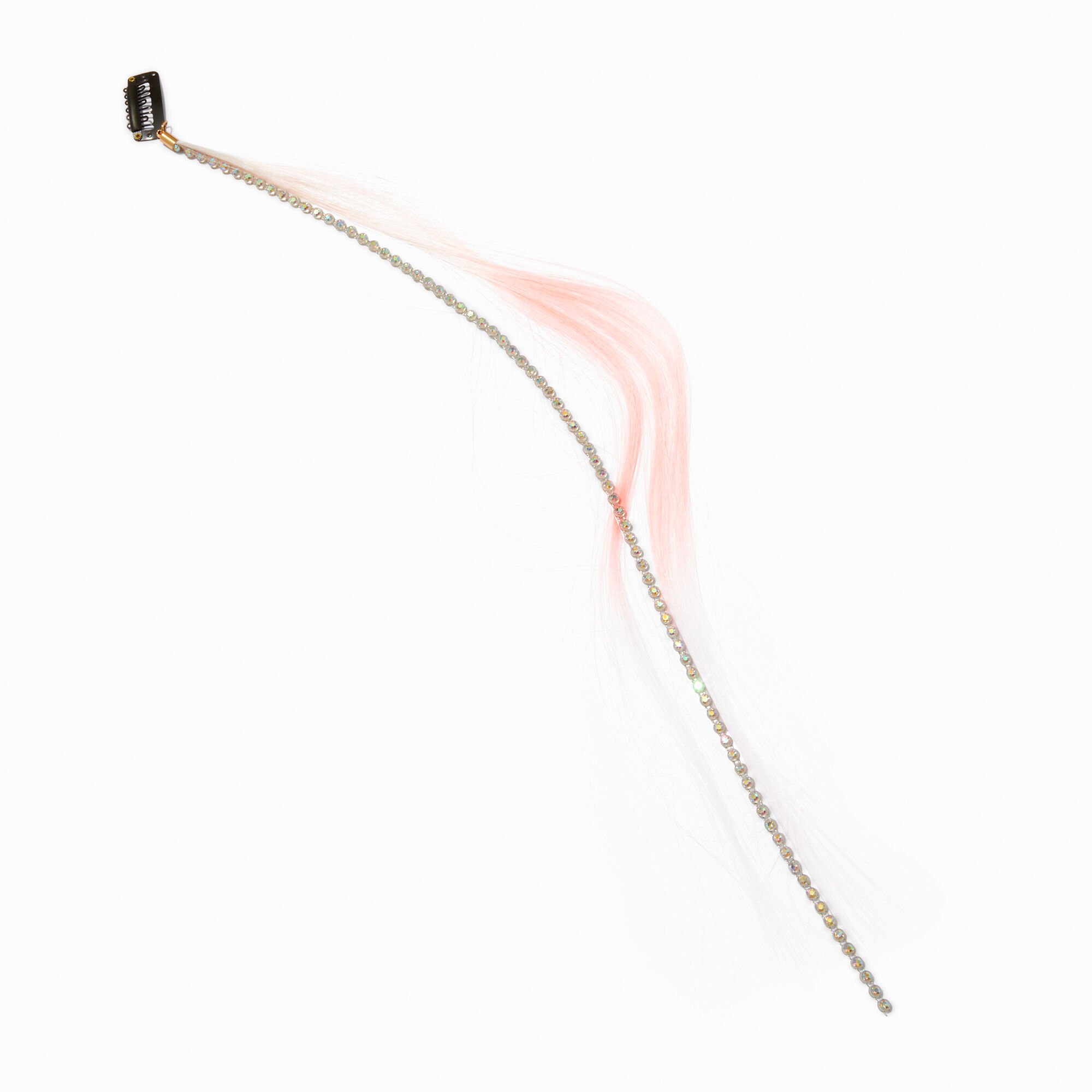 Pink Rhinestone Faux Hair Clip In Extensions - 2 Pack,