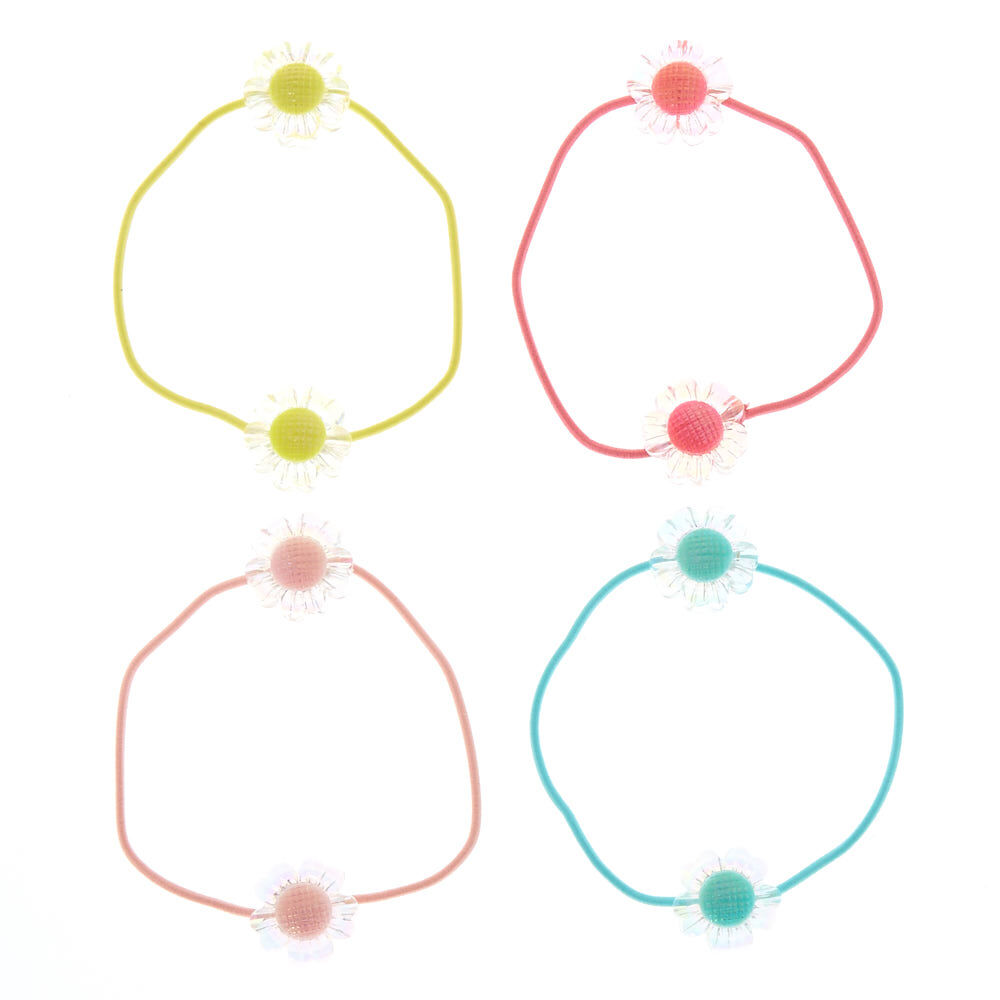 Claire's Club Clear Flower Hair Ties - 4 Pack,