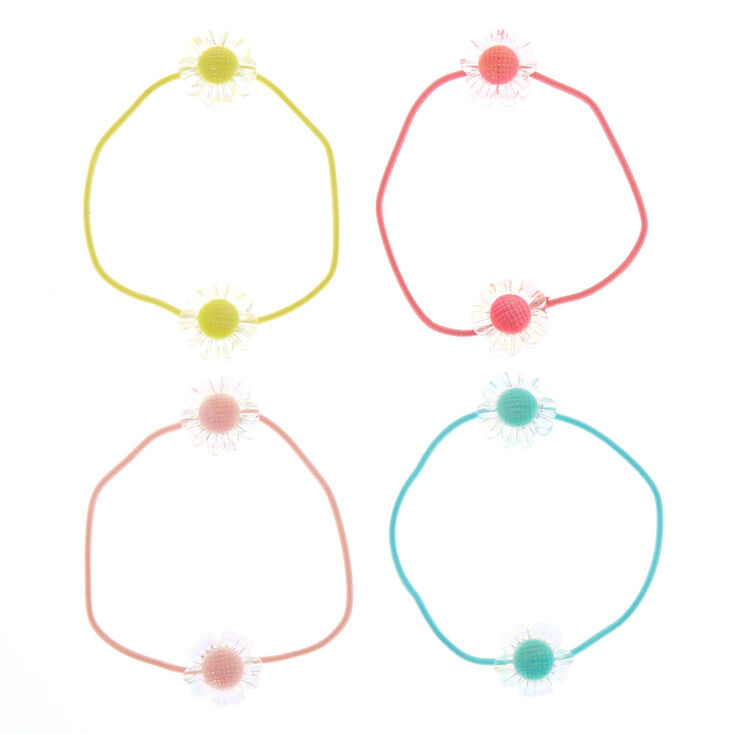 Claire&#39;s Club Clear Flower Hair Ties - 4 Pack,