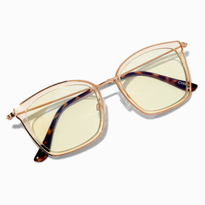 Solar Blue Light Reducing Golden Rim Clear Lens Frames,