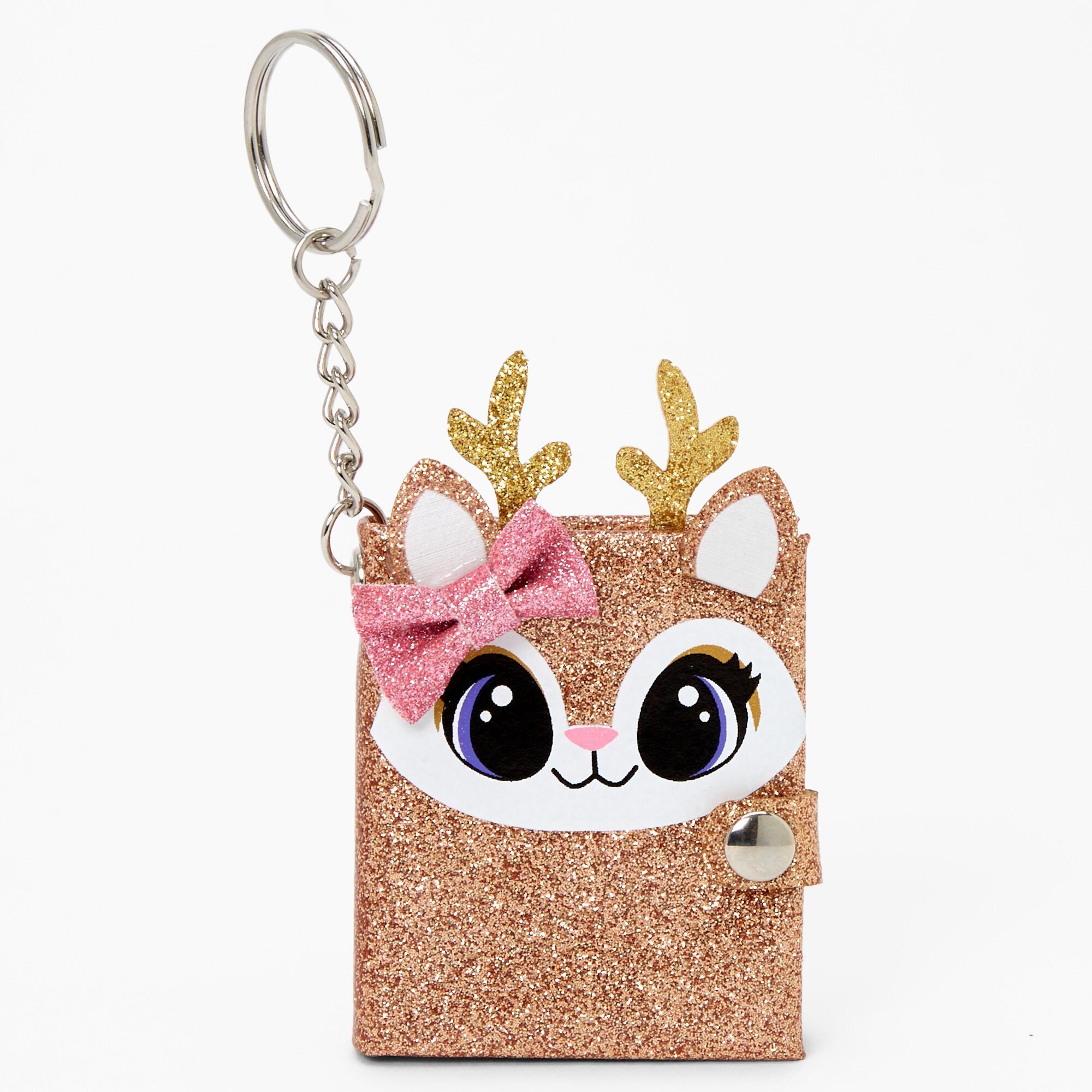Claire's Porte-clés mini journal intime renne à paillettes - Marron