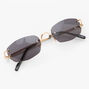 Gold Slim Rimless Frame Sunglasses,