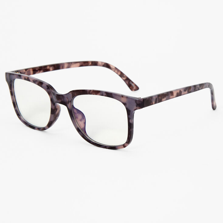 Brown &amp; Blue Solar Blue Light Reducing Rectangle Tortoiseshell Clear Lens Frames,
