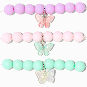 Claire&#39;s Club Butterfly Matte Beaded Stretch Bracelets - 3 Pack,