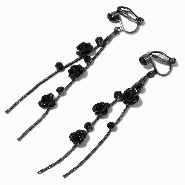 Pendantes &agrave; clip 5&nbsp;cm fleurs de vigne avec roses noires,