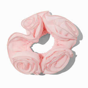 Chouchou de taille moyenne design rose en tissu extra-fin rose tendre,