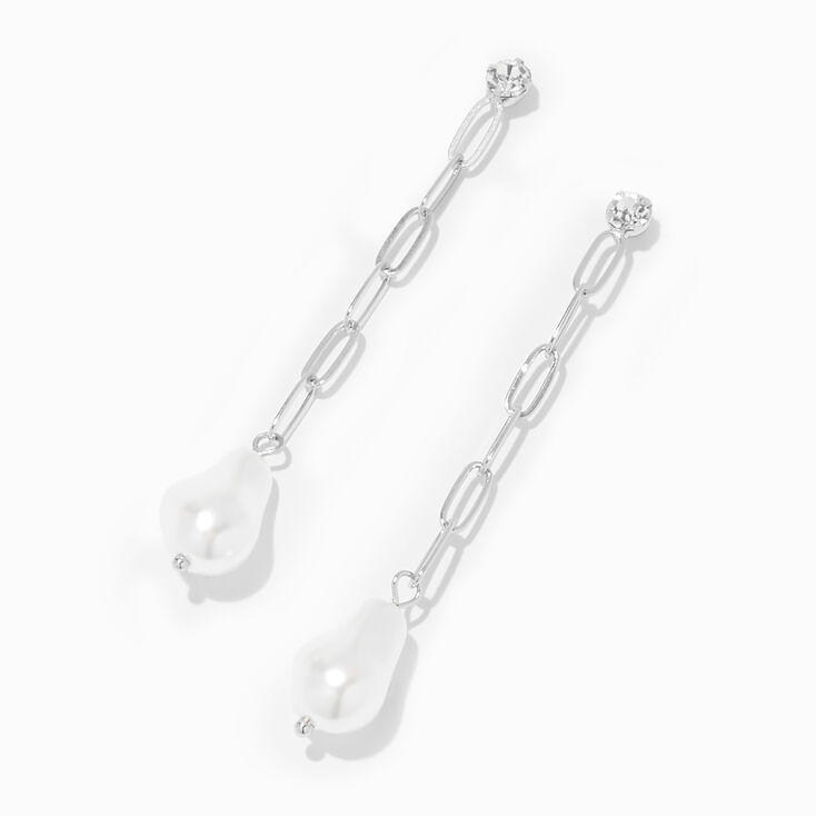 3" Silver Paperclip Drop Earrings