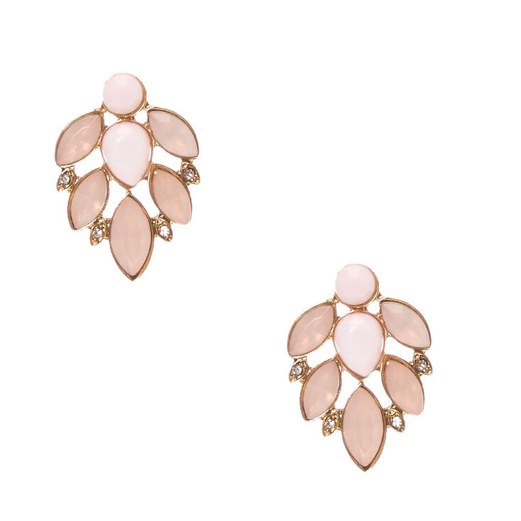 Pink Opal Flower Earrings,